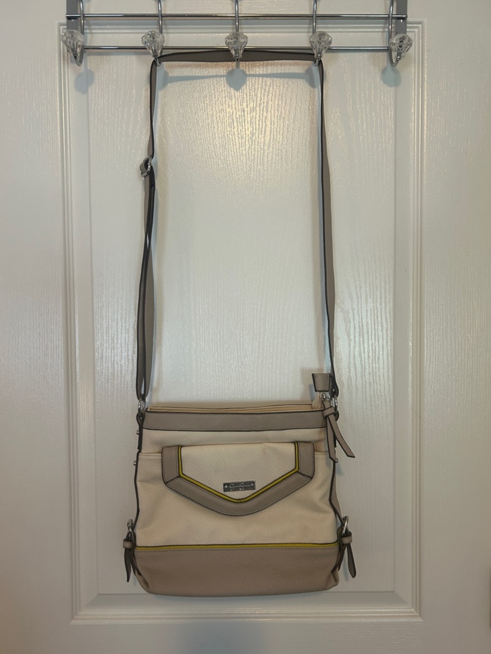 Jessica Simpson Beige and Cream Crossbody Bag with Yellow Trim